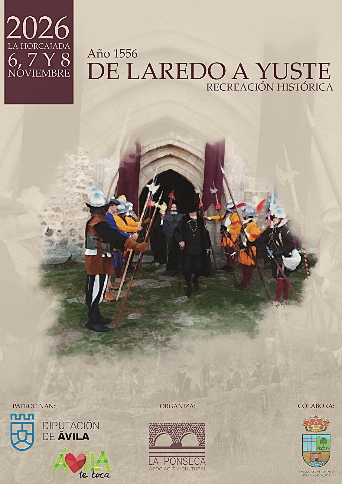 Cartel de la recreación histórica De Laredo a Yuste en La Horcajada